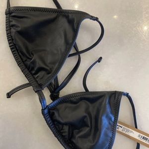 Skims faux leather micro triangle bikini top size M